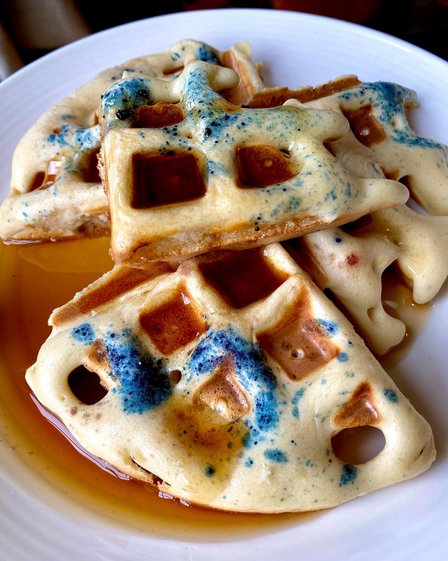 Vegan Waffles with Butterfly Pea Powder