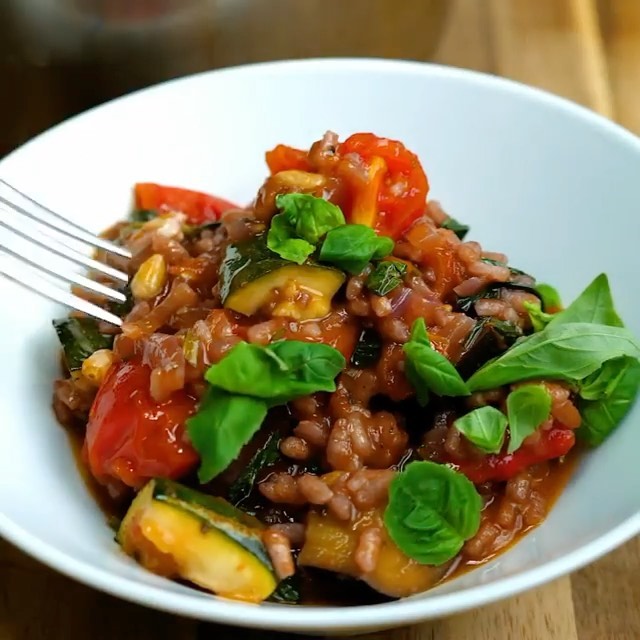 Vegan Red Ratatouille Risotto