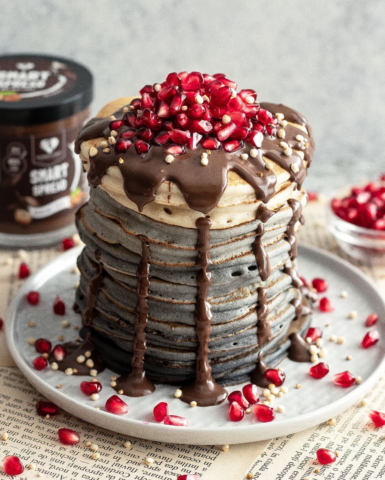 Vegan Banana Cinnamon Charcoal Pancakes
