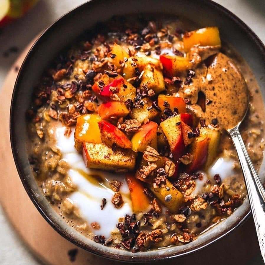 Fried Apple Almond Butter Oatmeal