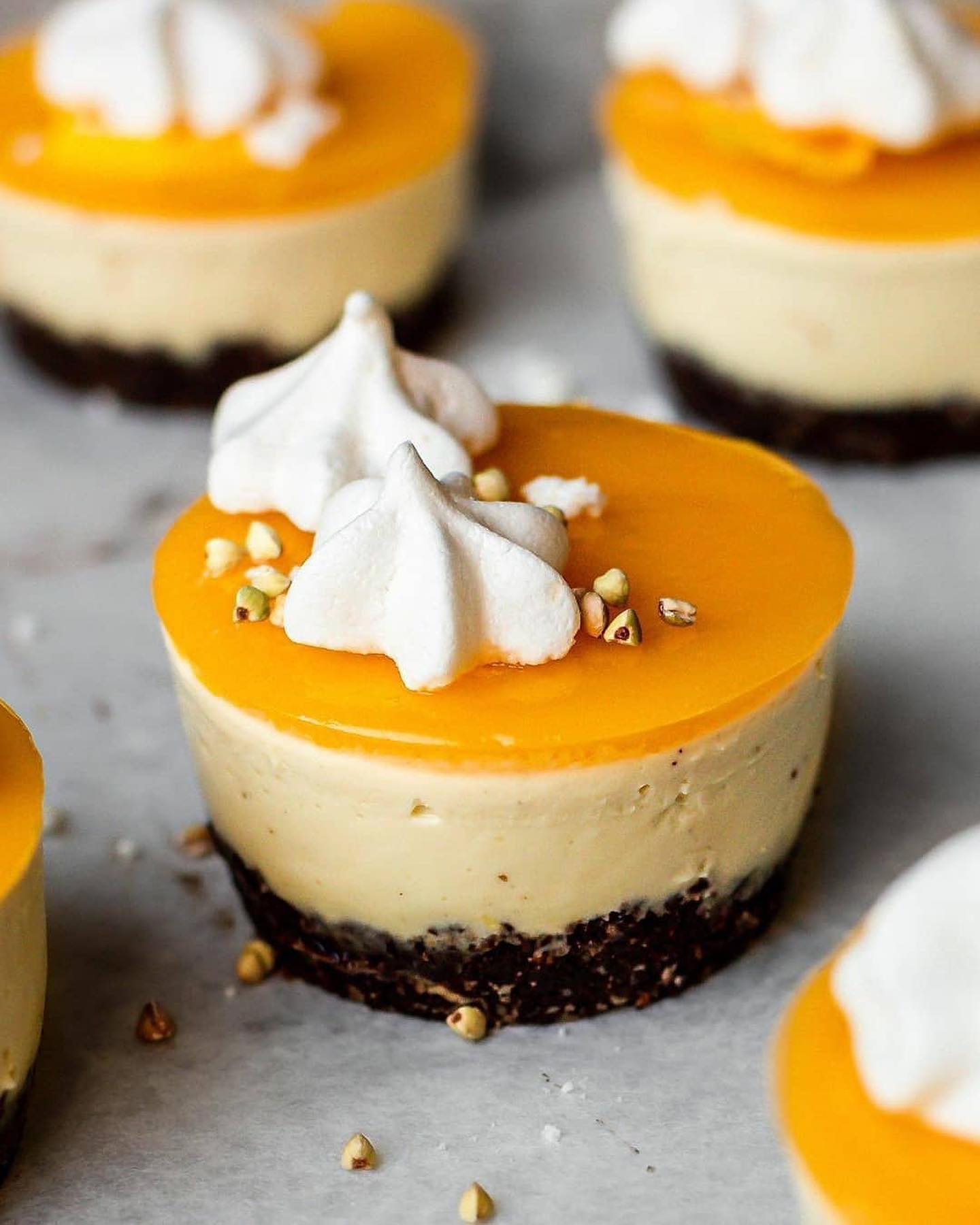 Calypso Mango and Cream Jelly Cheesecakes