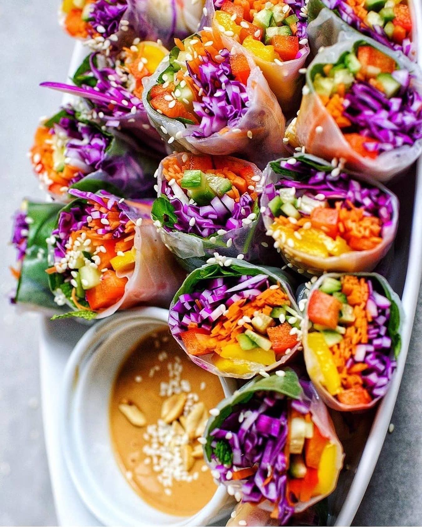 Rainbow Vegetable Spring Rolls with Dipping Sauce