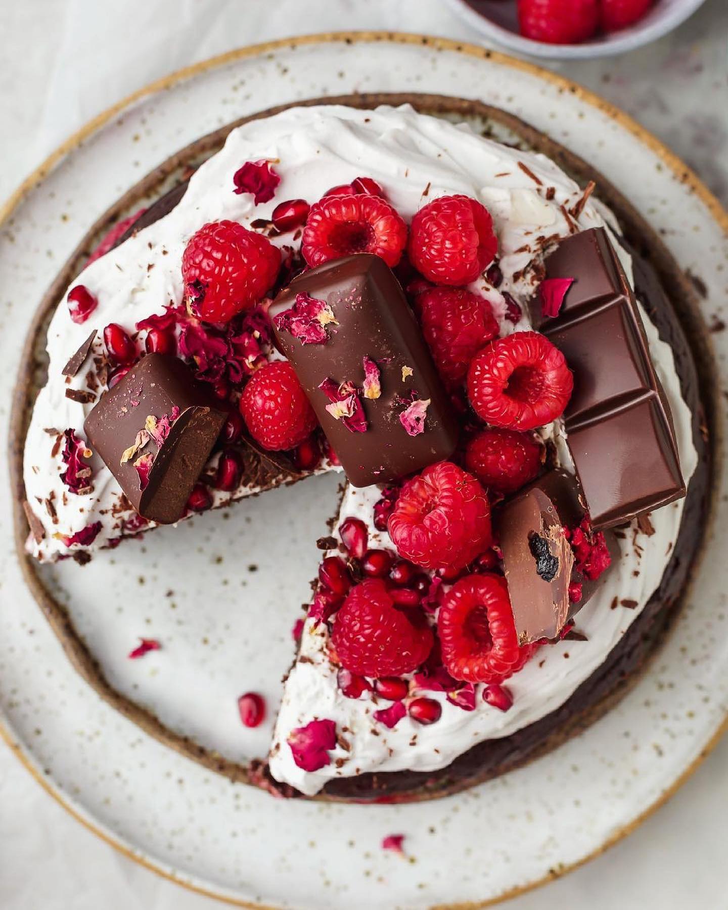 Chocolate and Olive Oil Cake with Raspberry Coulis
