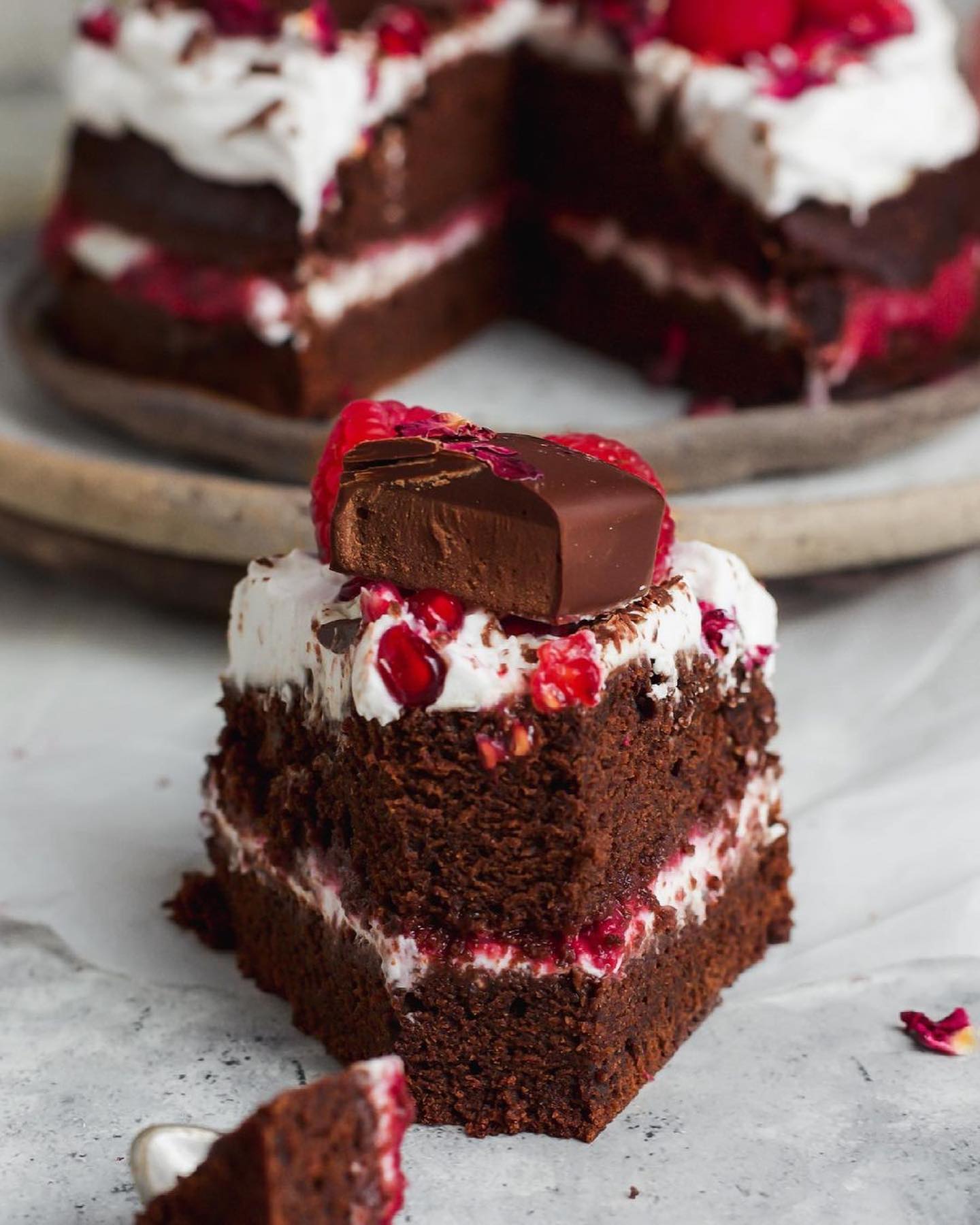 Chocolate and Olive Oil Cake with Raspberry Coulis
