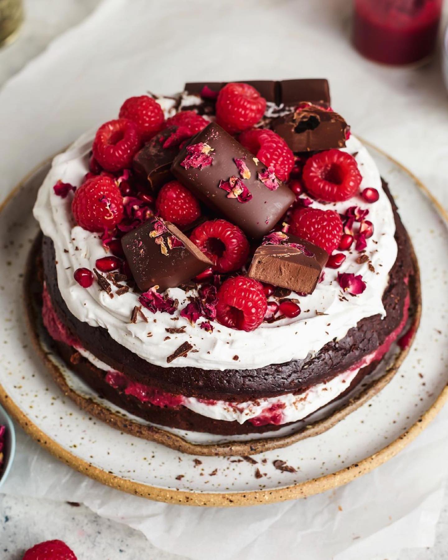 Chocolate and Olive Oil Cake with Raspberry Coulis