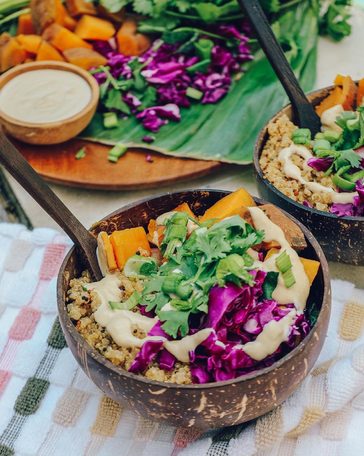 Quinoa Sweet Potato Bowls with Creamy Cashew Dressing