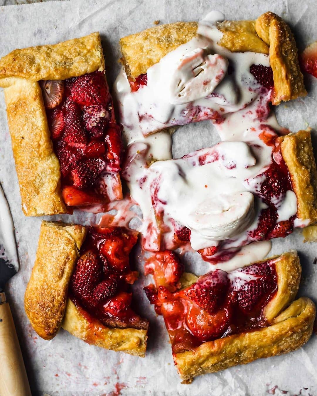 Easy Strawberry Vegan Galette with Vanilla Ice Cream