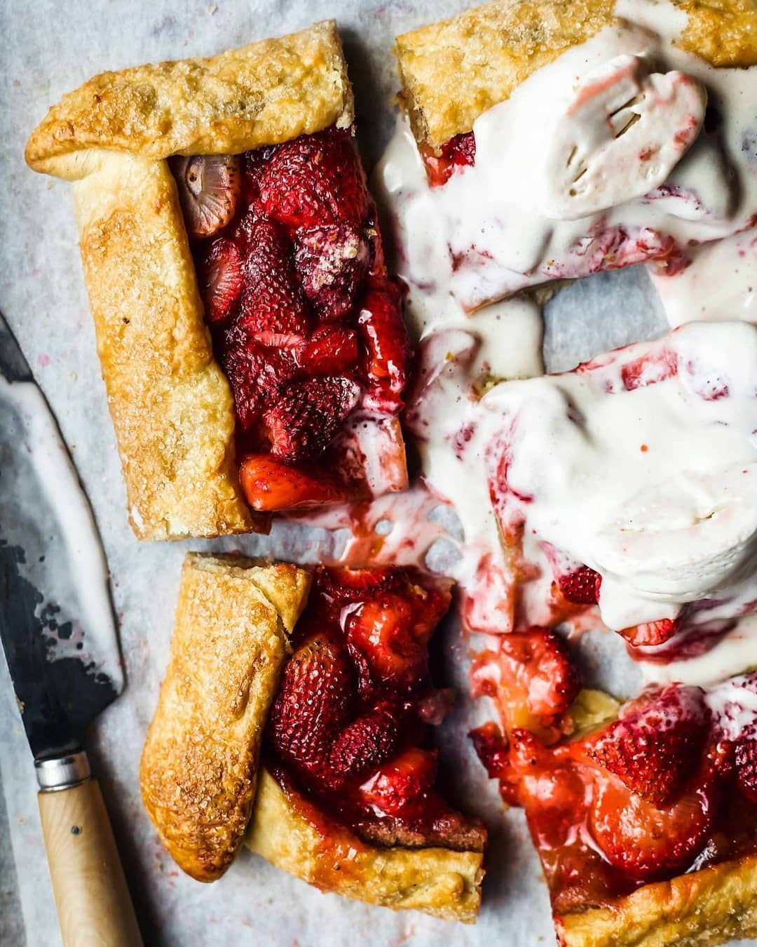 Easy Strawberry Vegan Galette with Vanilla Ice Cream