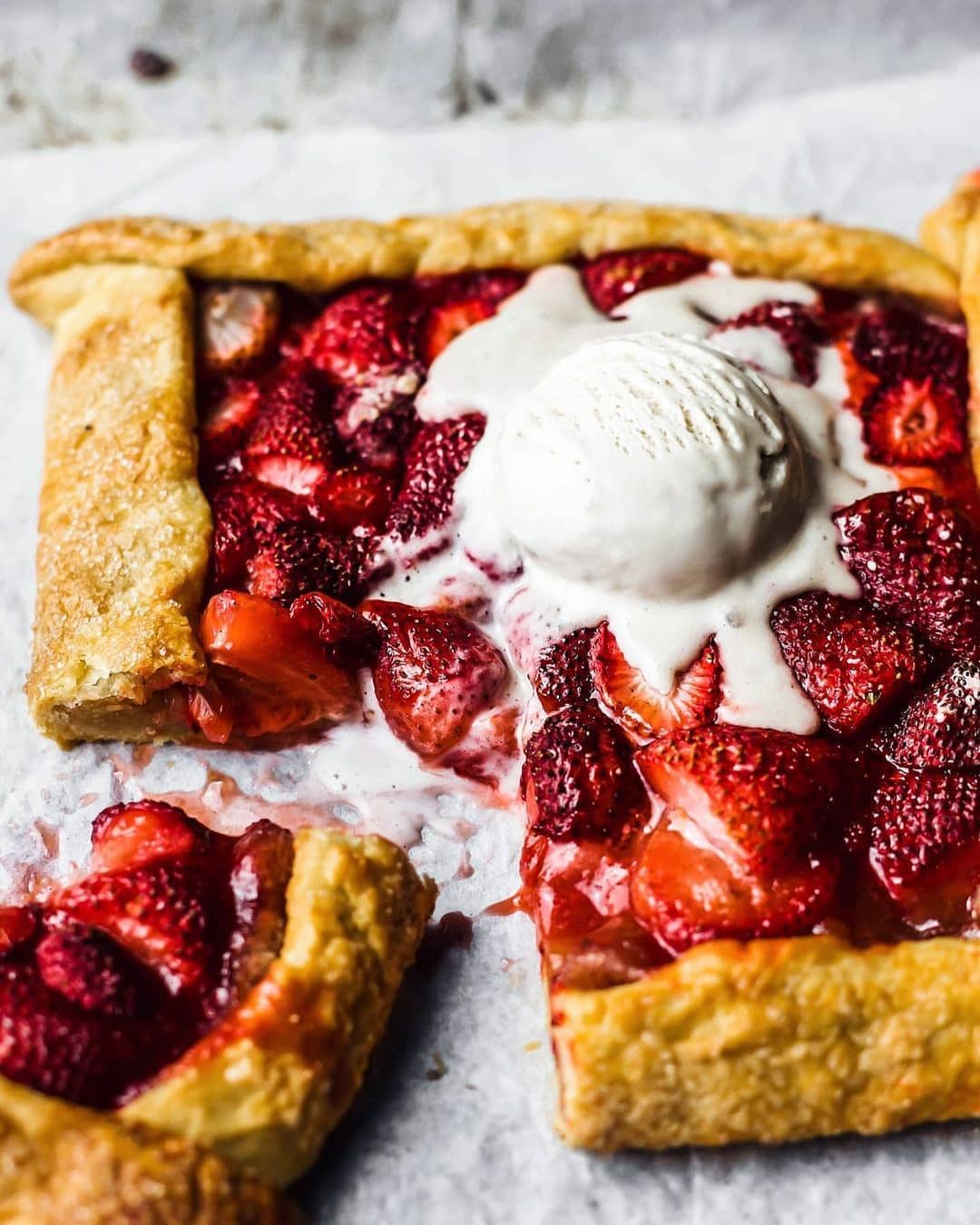 Easy Strawberry Vegan Galette with Vanilla Ice Cream