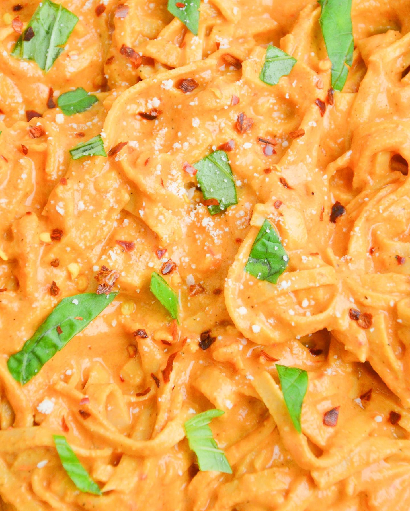 Creamy Red Pepper Pasta with Soybean Fettuccini