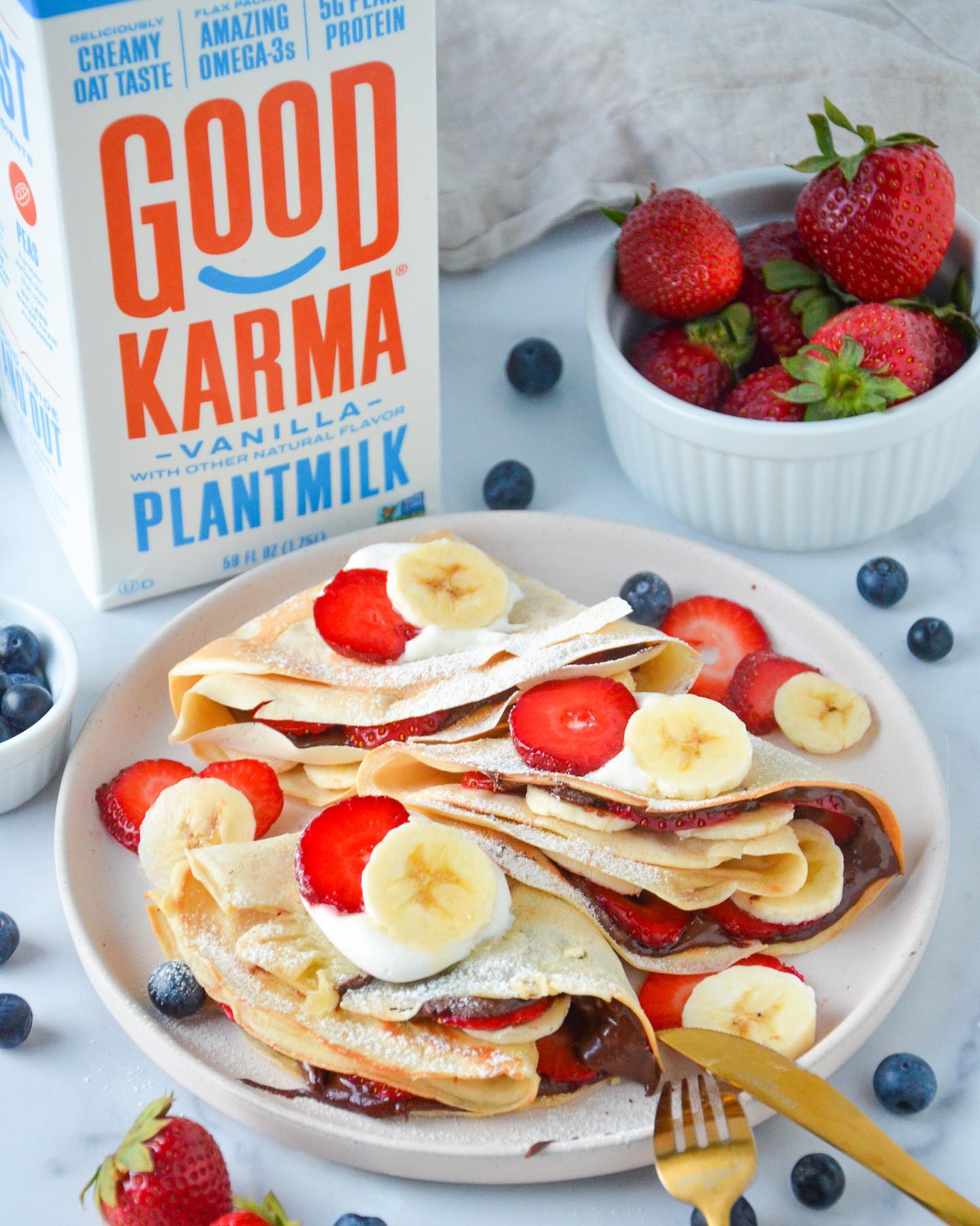 Vegan Crepes with Good Karma Plantmilk