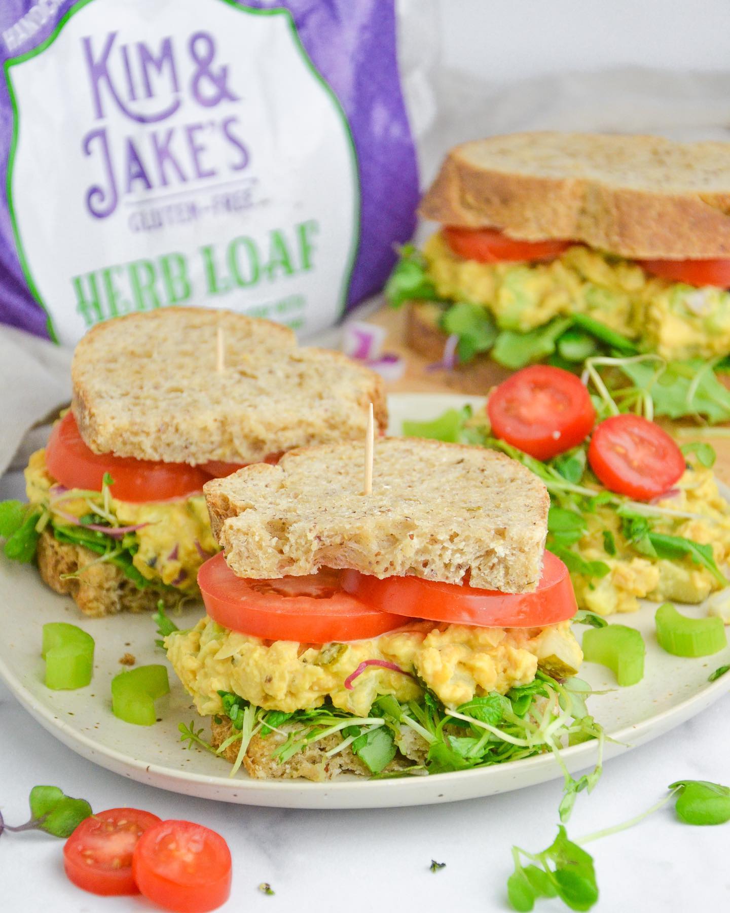 Vegan Chickpea Tuna Salad Sandwich with Herb Loaf