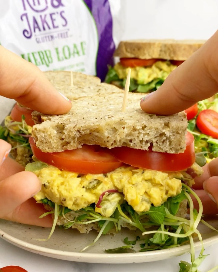 Vegan Chickpea Tuna Salad Sandwich with Herb Loaf