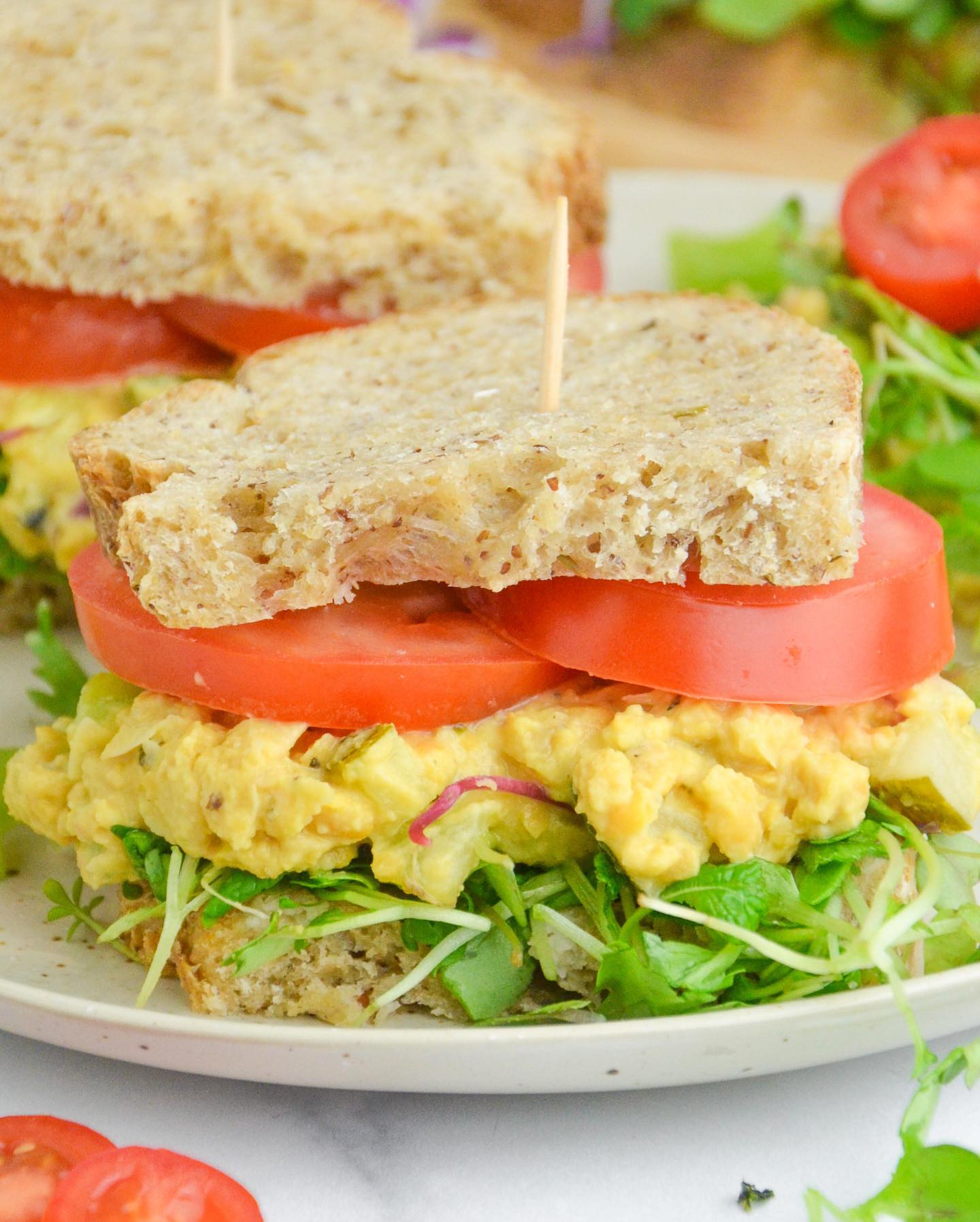 Vegan Chickpea Tuna Salad Sandwich with Herb Loaf