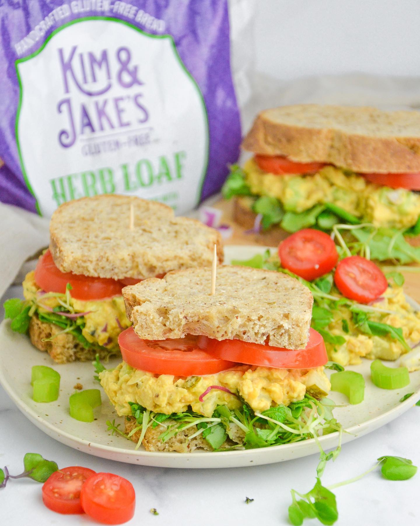 Vegan Chickpea Tuna Salad Sandwich with Herb Loaf