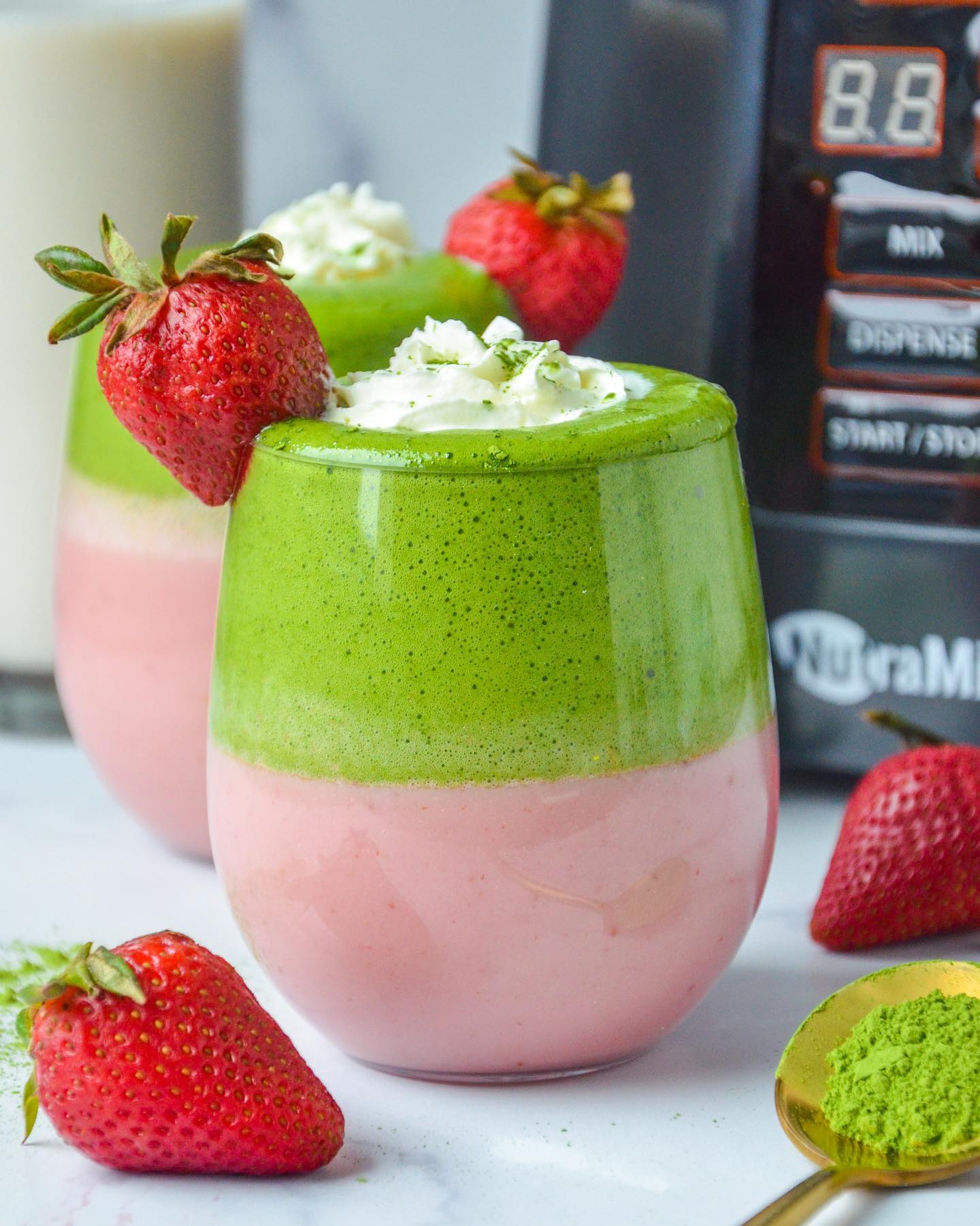 Strawberry Matcha Latte Recipe with Homemade Oat Milk