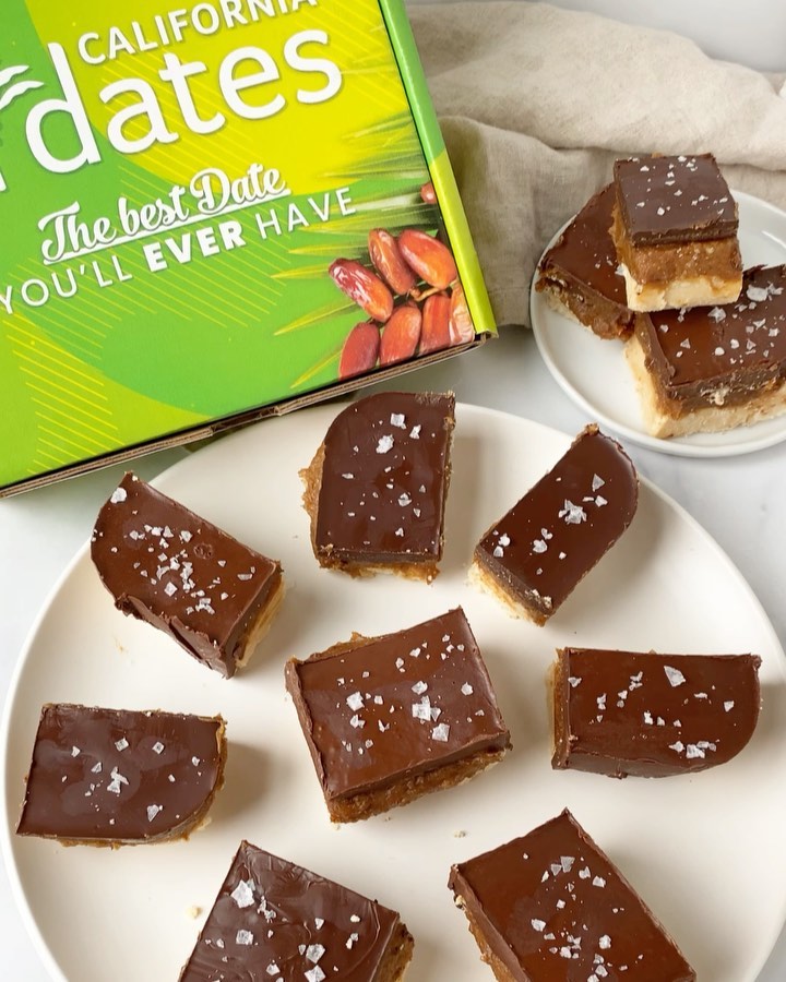 Healthier Millionaire Shortbread Bars with California Dates