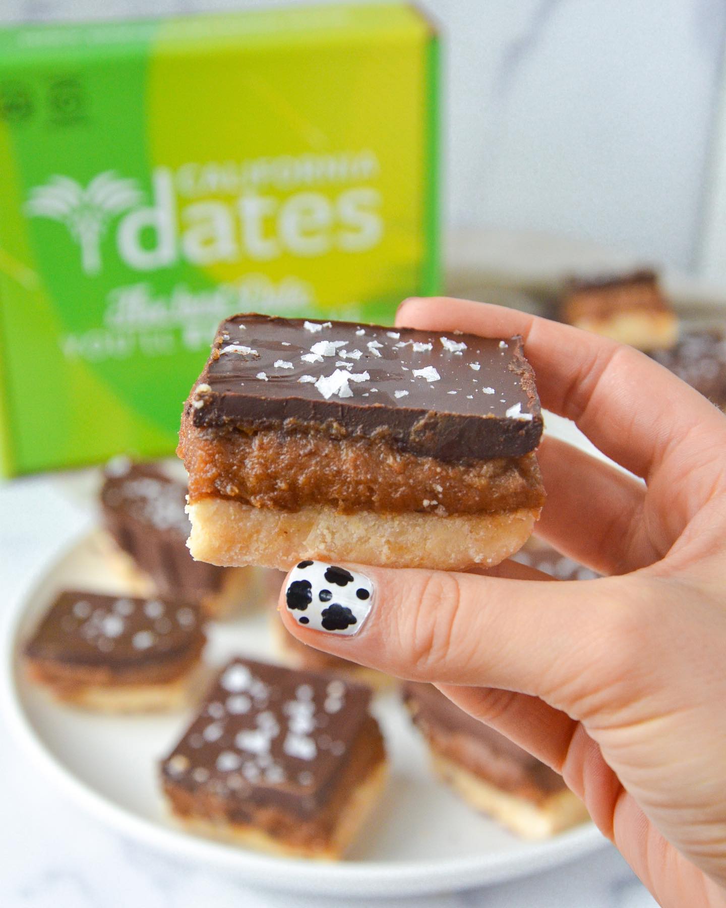 Healthier Millionaire Shortbread Bars with California Dates