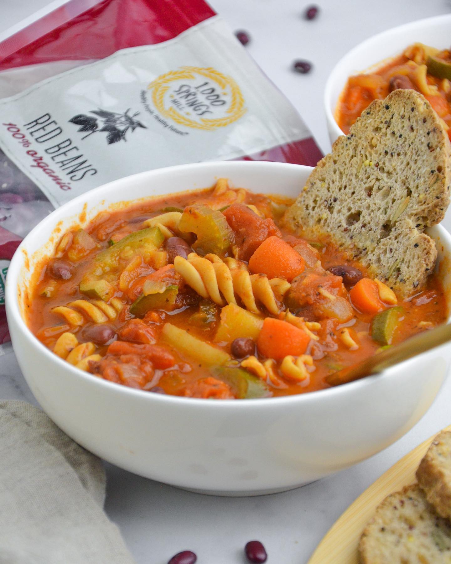 Flavorful Minestrone Soup with @1000springsmill Red Beans