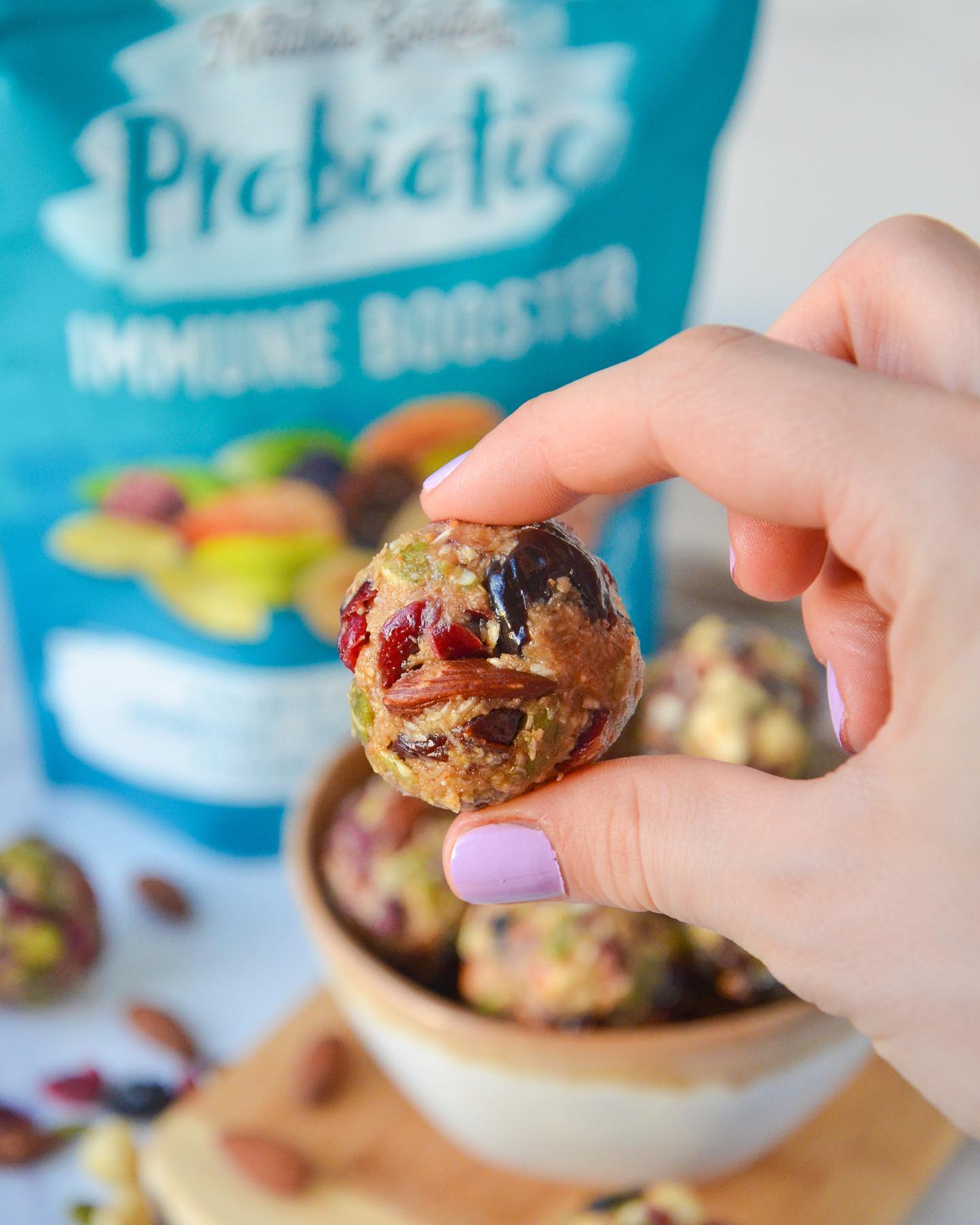 No Bake Energy Bites with Immune Booster Snack Blend