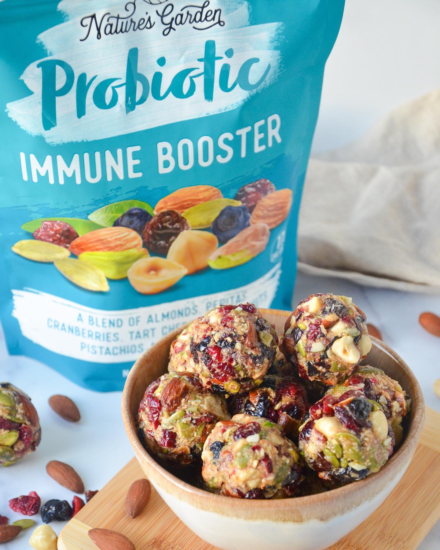 No Bake Energy Bites with Immune Booster Snack Blend