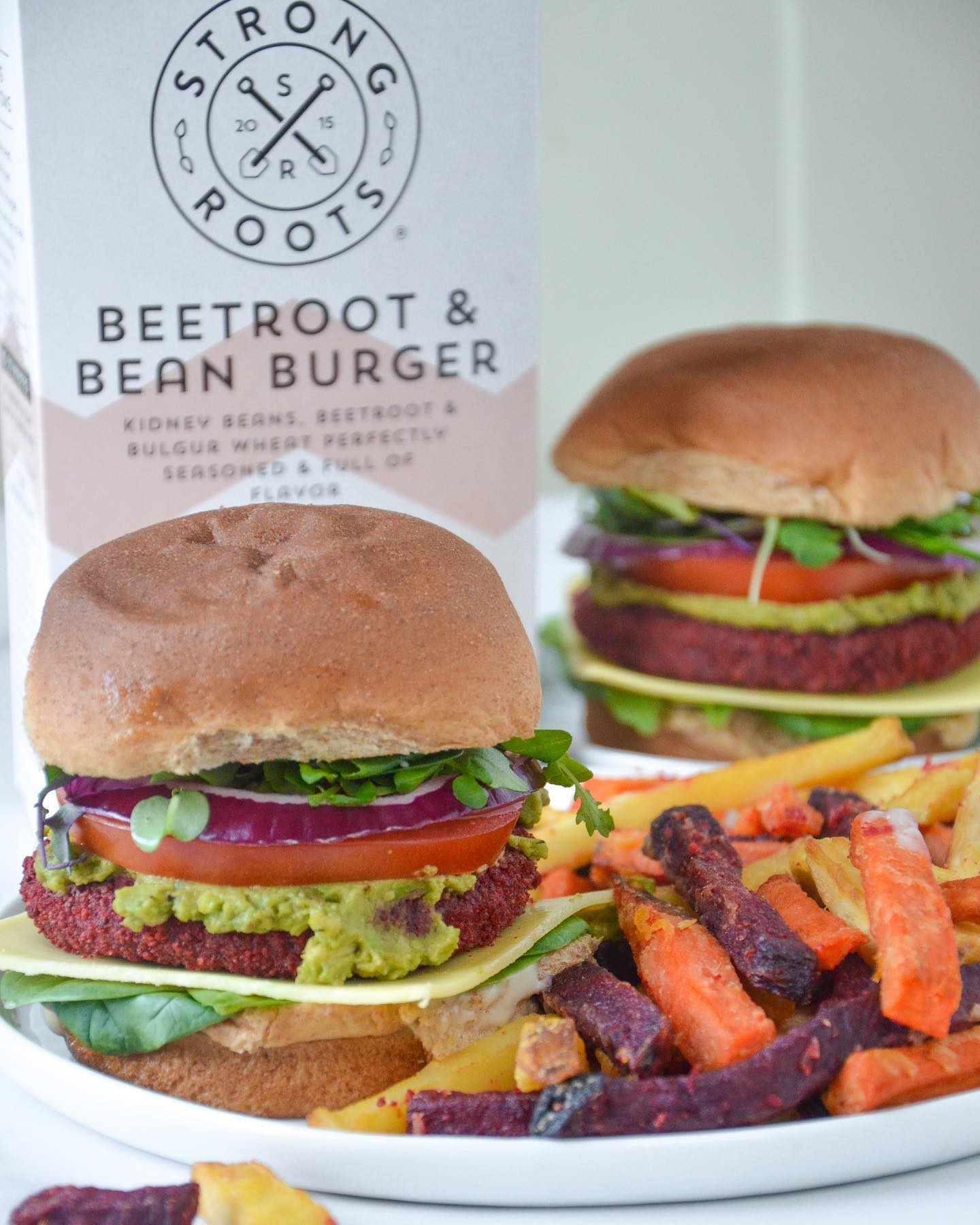 Beetroot Bean Burger with Vegetable Fries