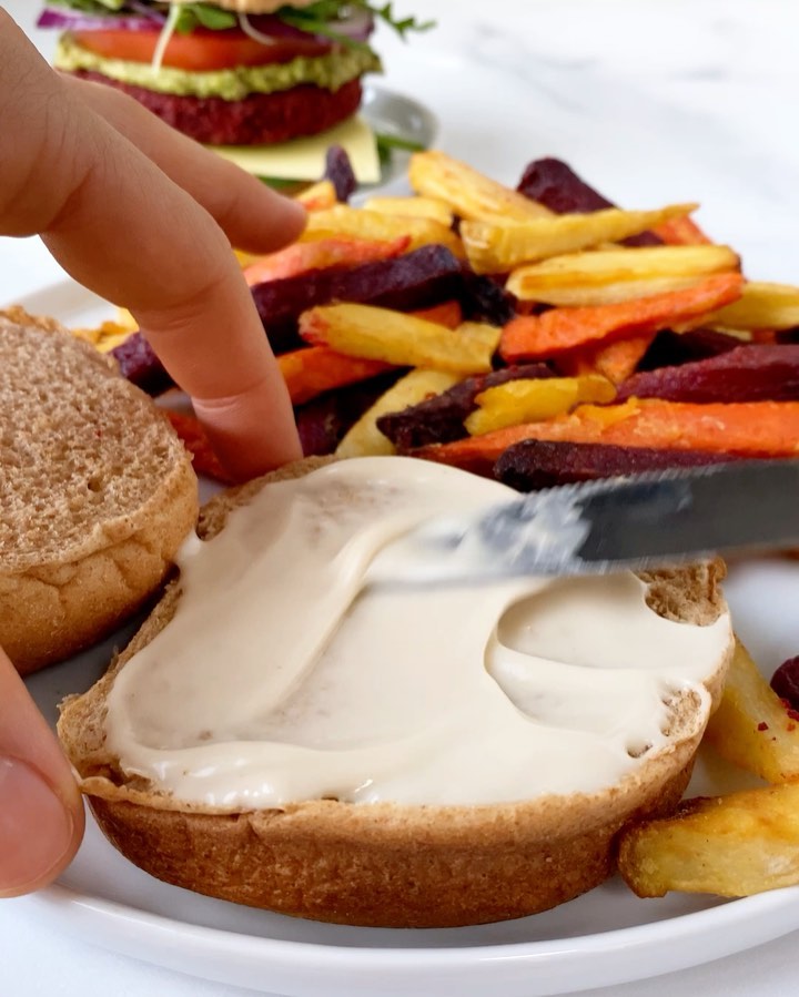 Beetroot Bean Burger with Vegetable Fries