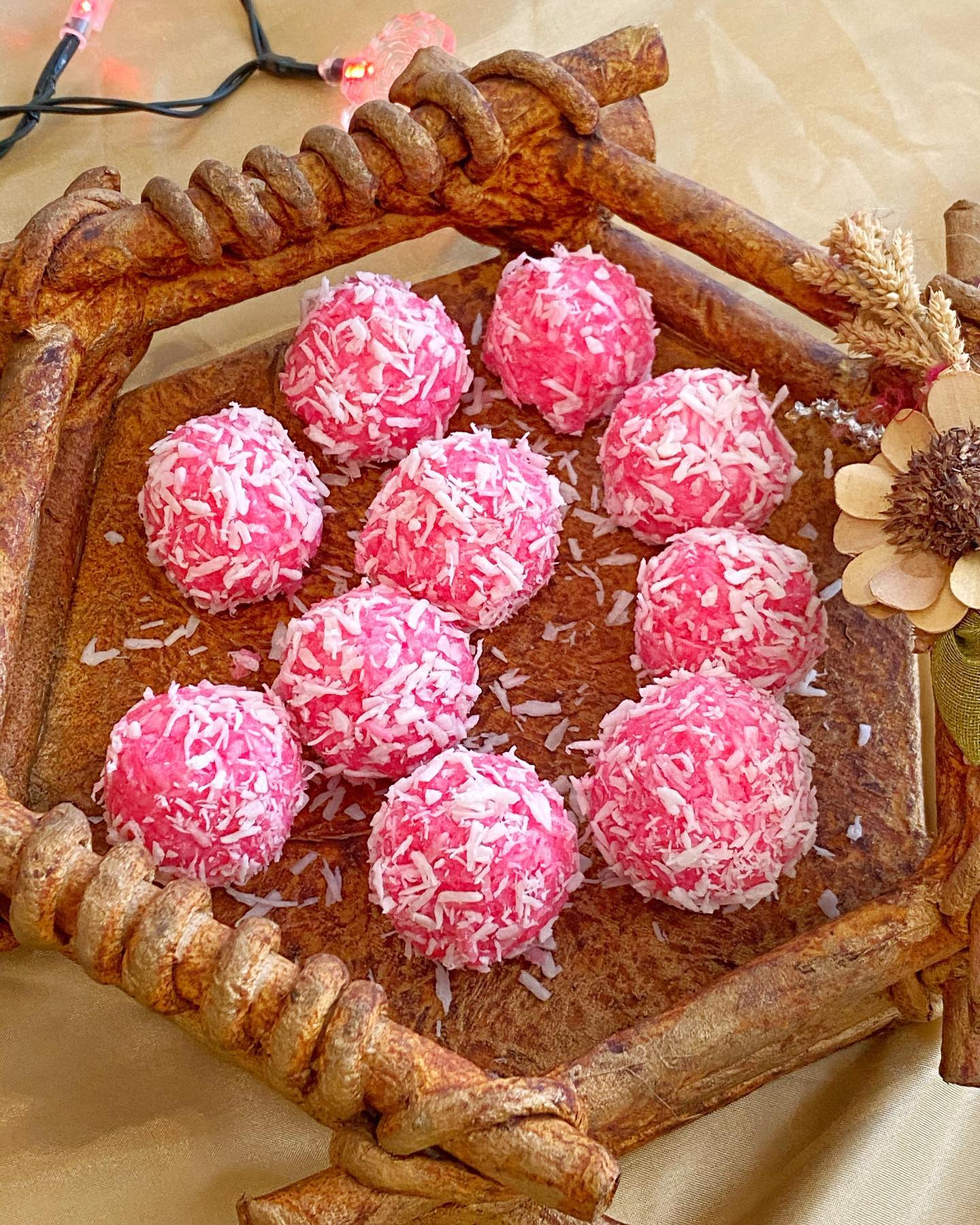 Vegan Rose Coconut Ladoos