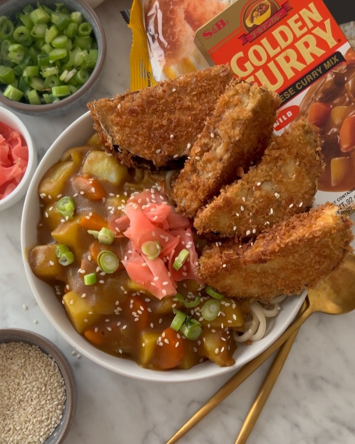 Vegetarian Eggplant Katsu Curry with Udon