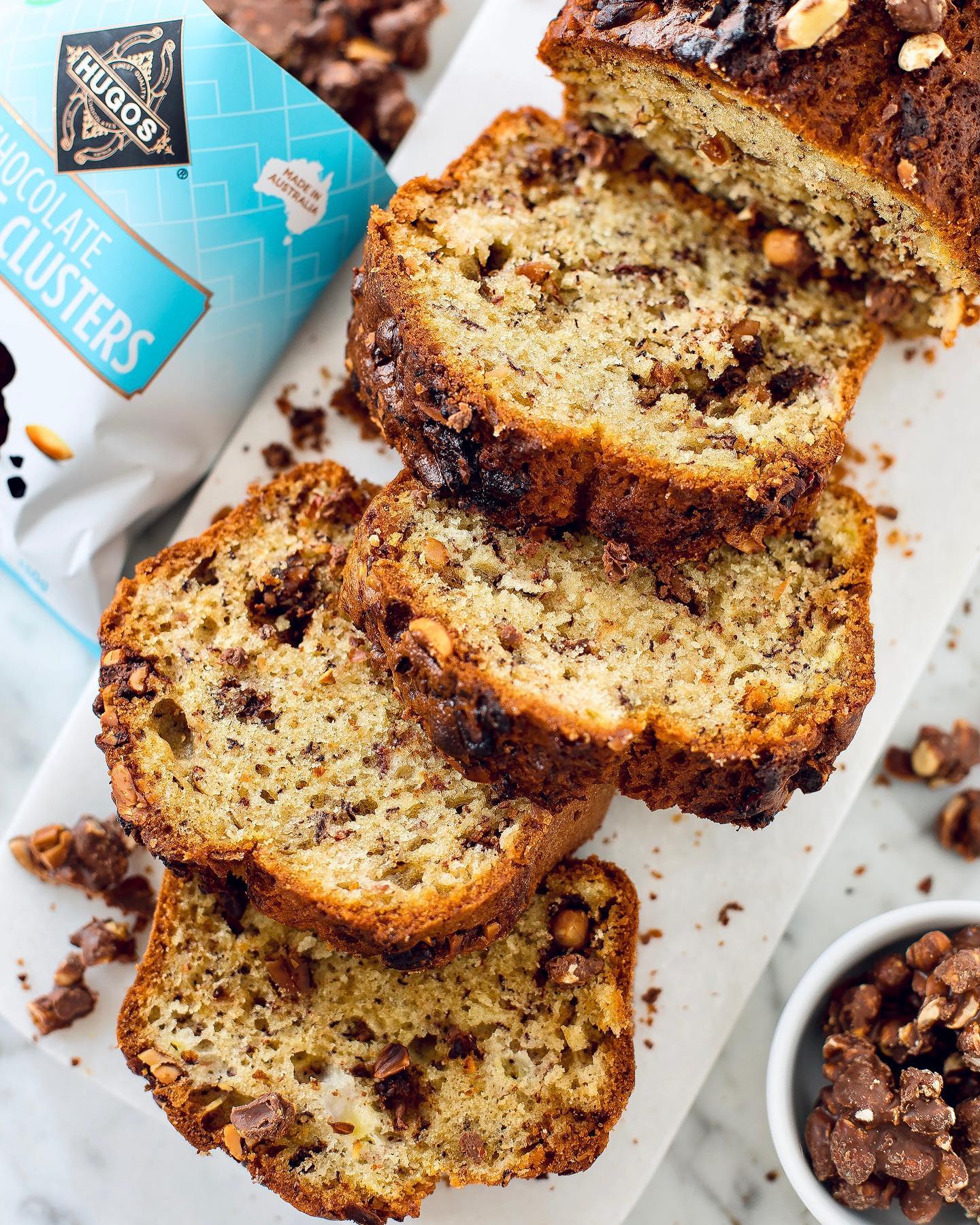 Banana Bread with Hugo's Chocolate Peanut Clusters