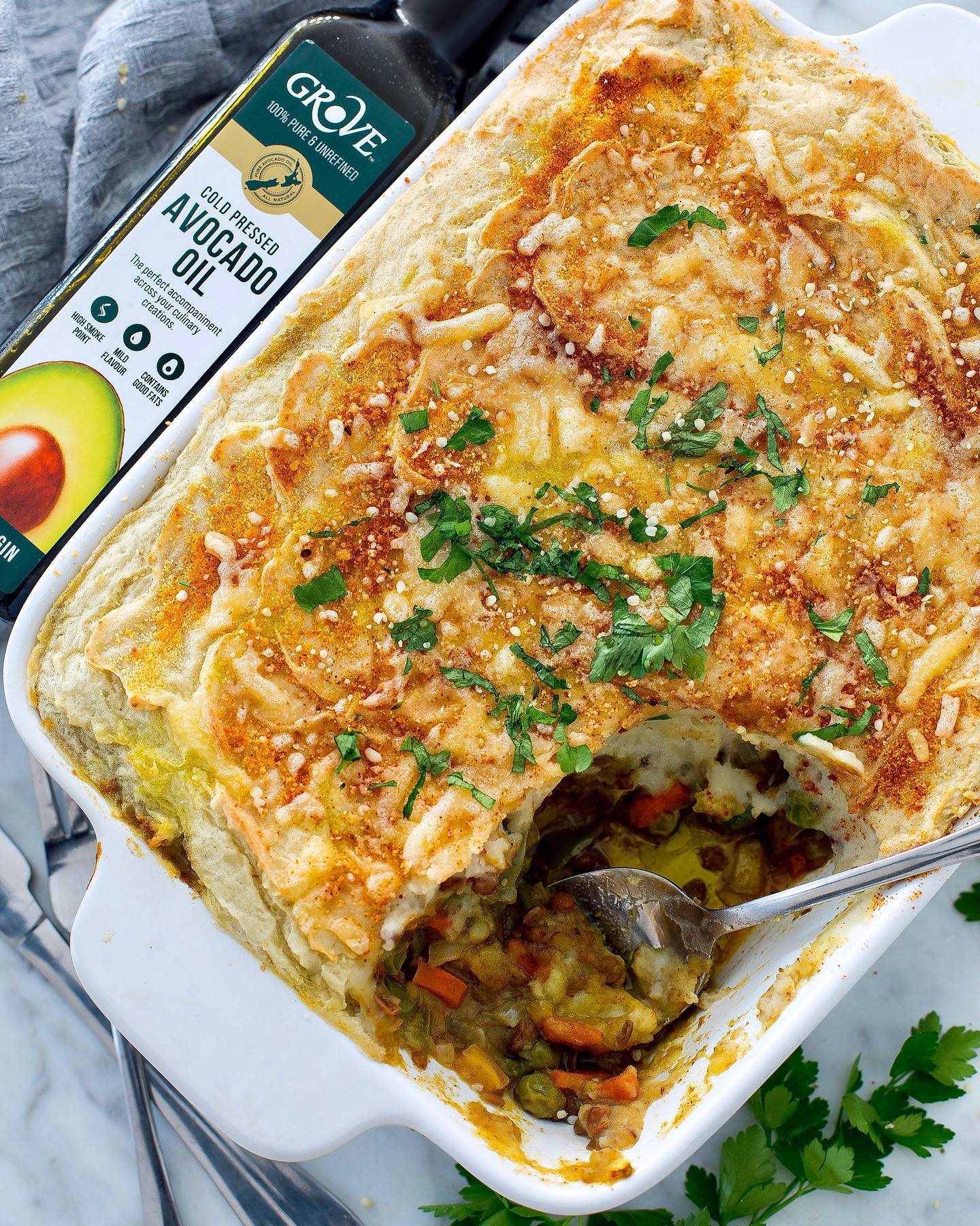 Creamy Vegan Shepherd's Pie with Lentils and Mashed Potatoes