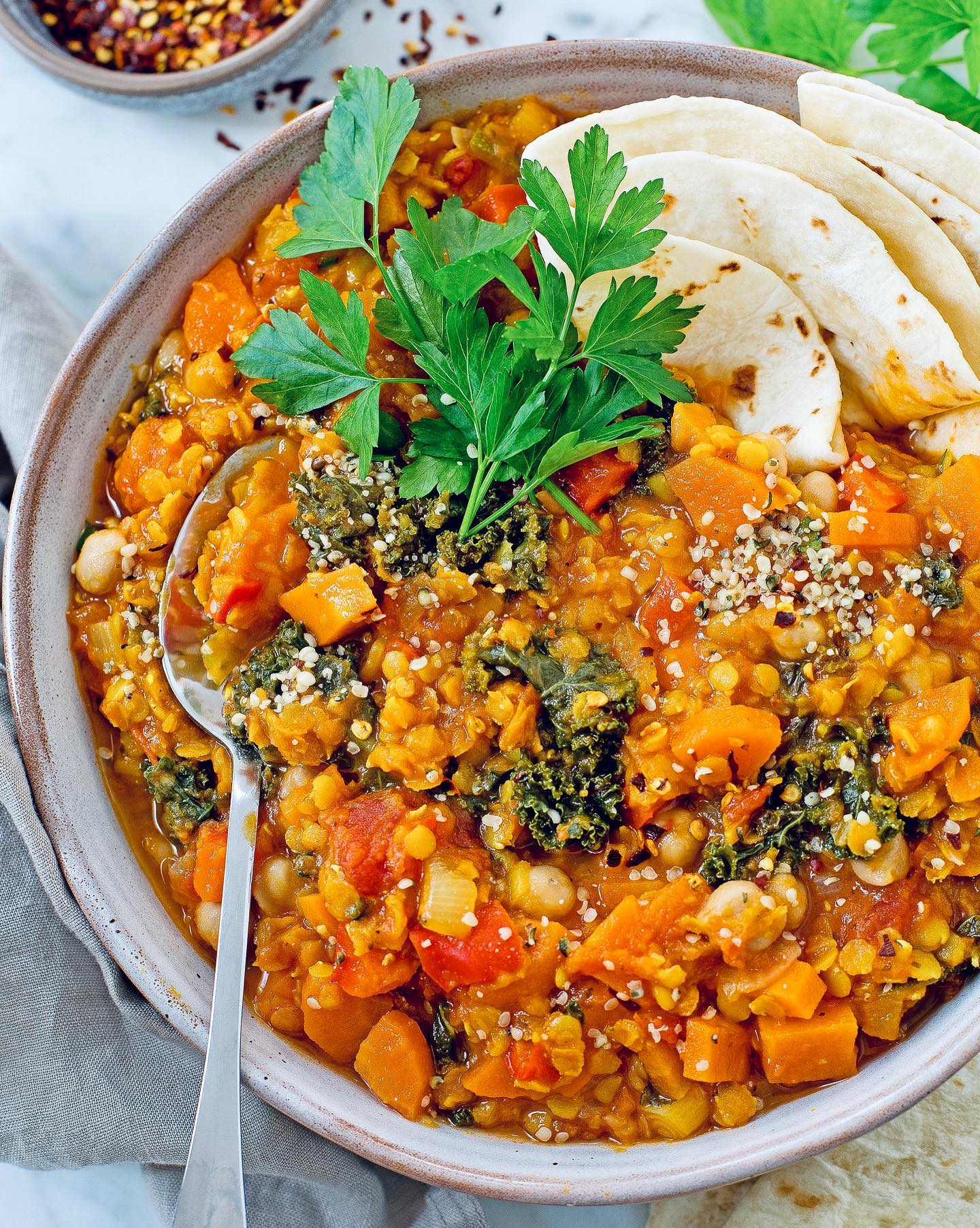 Curried Zucchini and Red Lentil Stew
