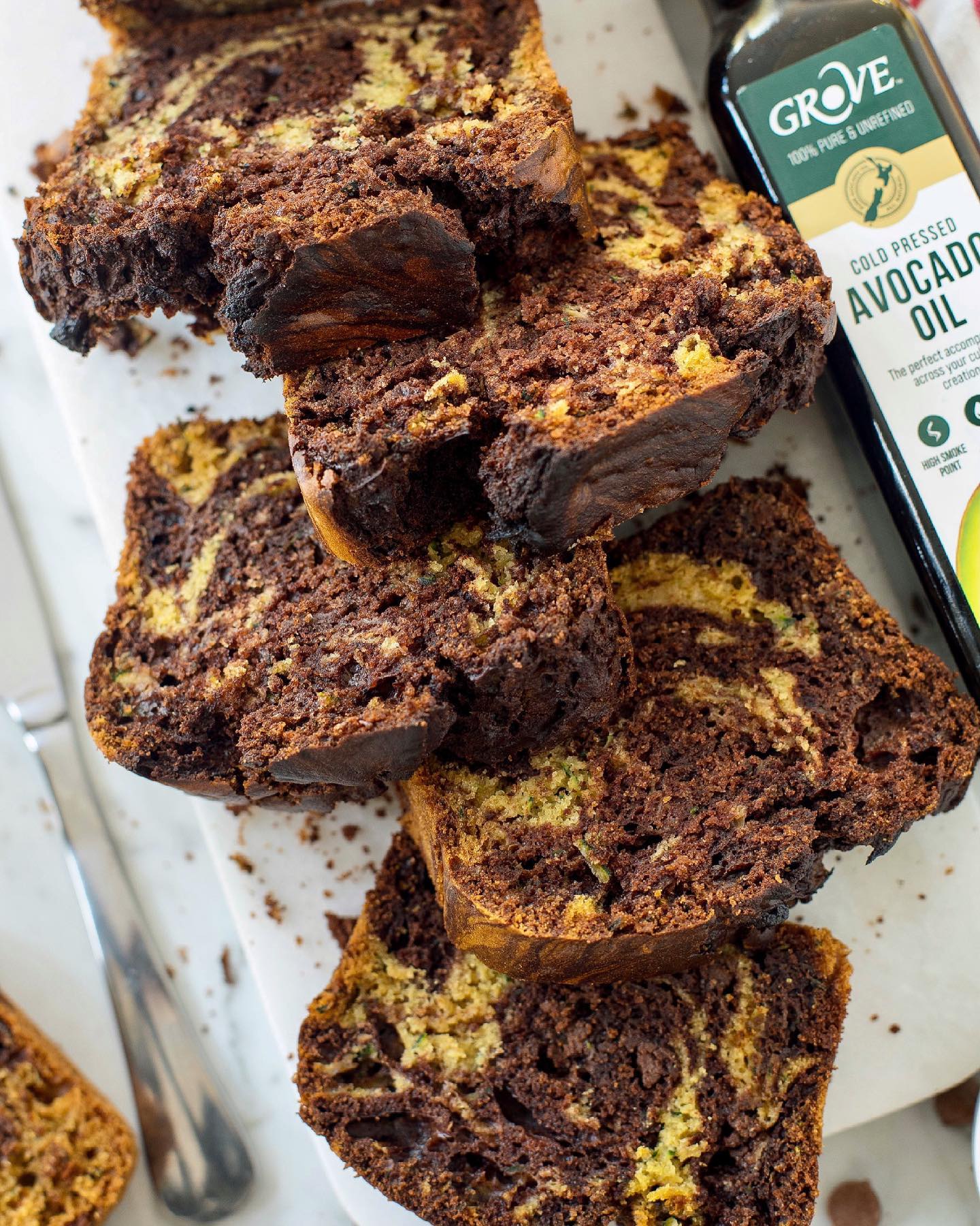 Chocolate Zucchini Marble Bread Recipe with Avocado Oil