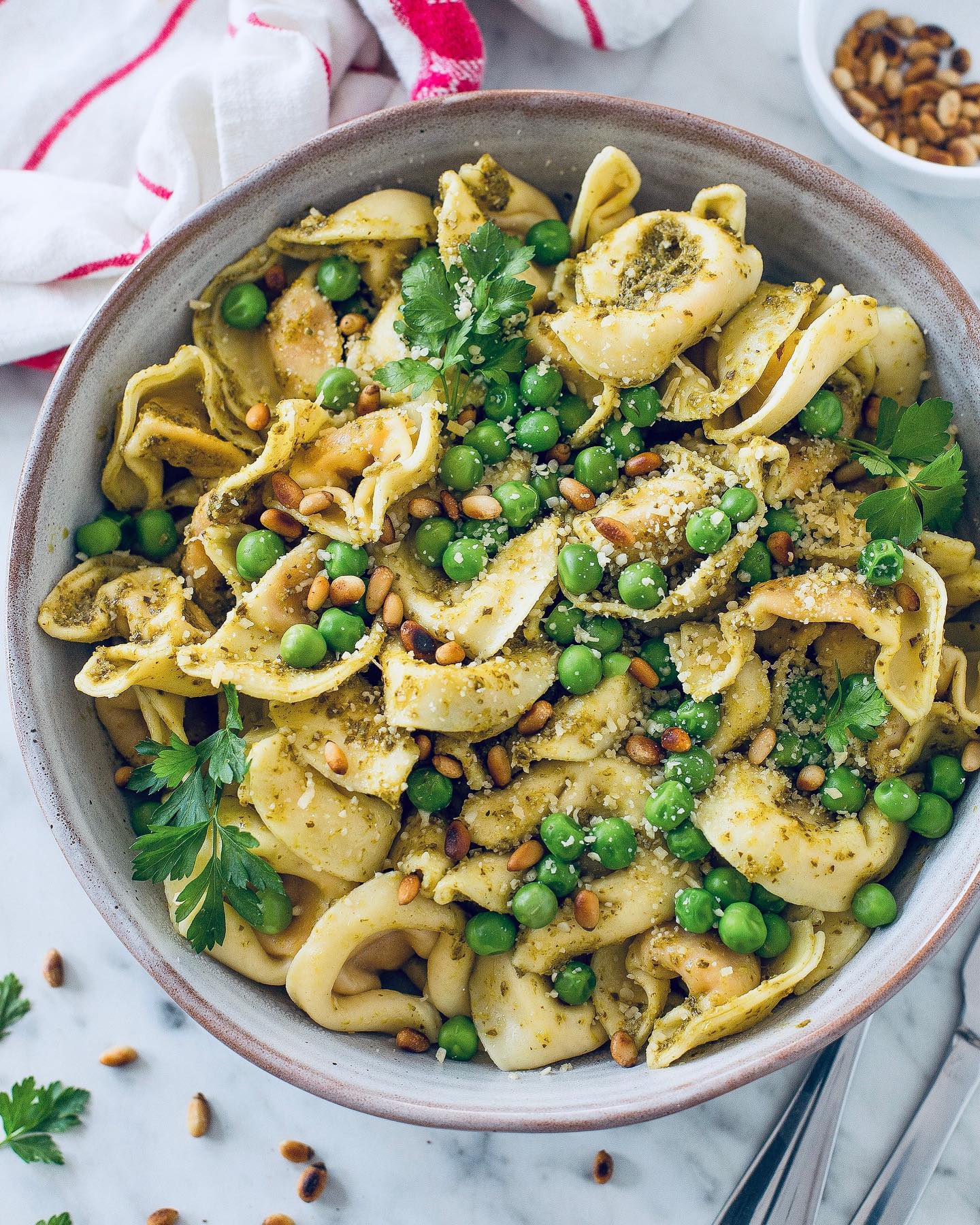 Homemade Tortellini with Zucchini Basil Pesto
