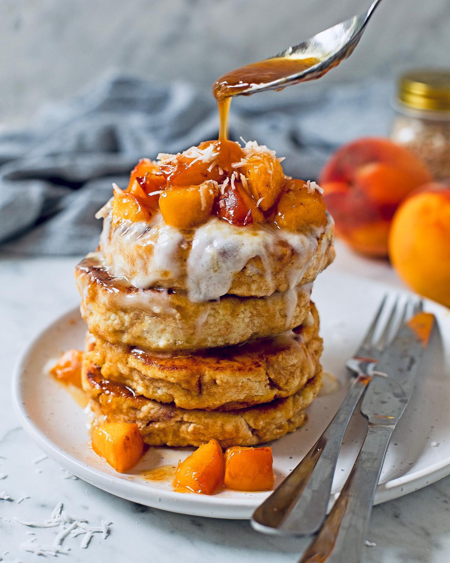 Peach Ricotta and Coconut Breakfast Cakes