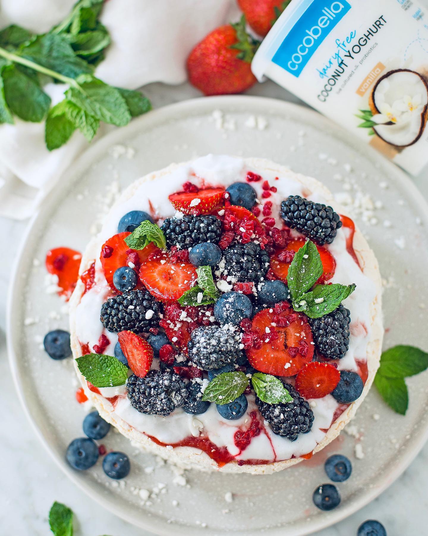 Vegan Summer Berry Pavlova with Vanilla Coconut Yogurt