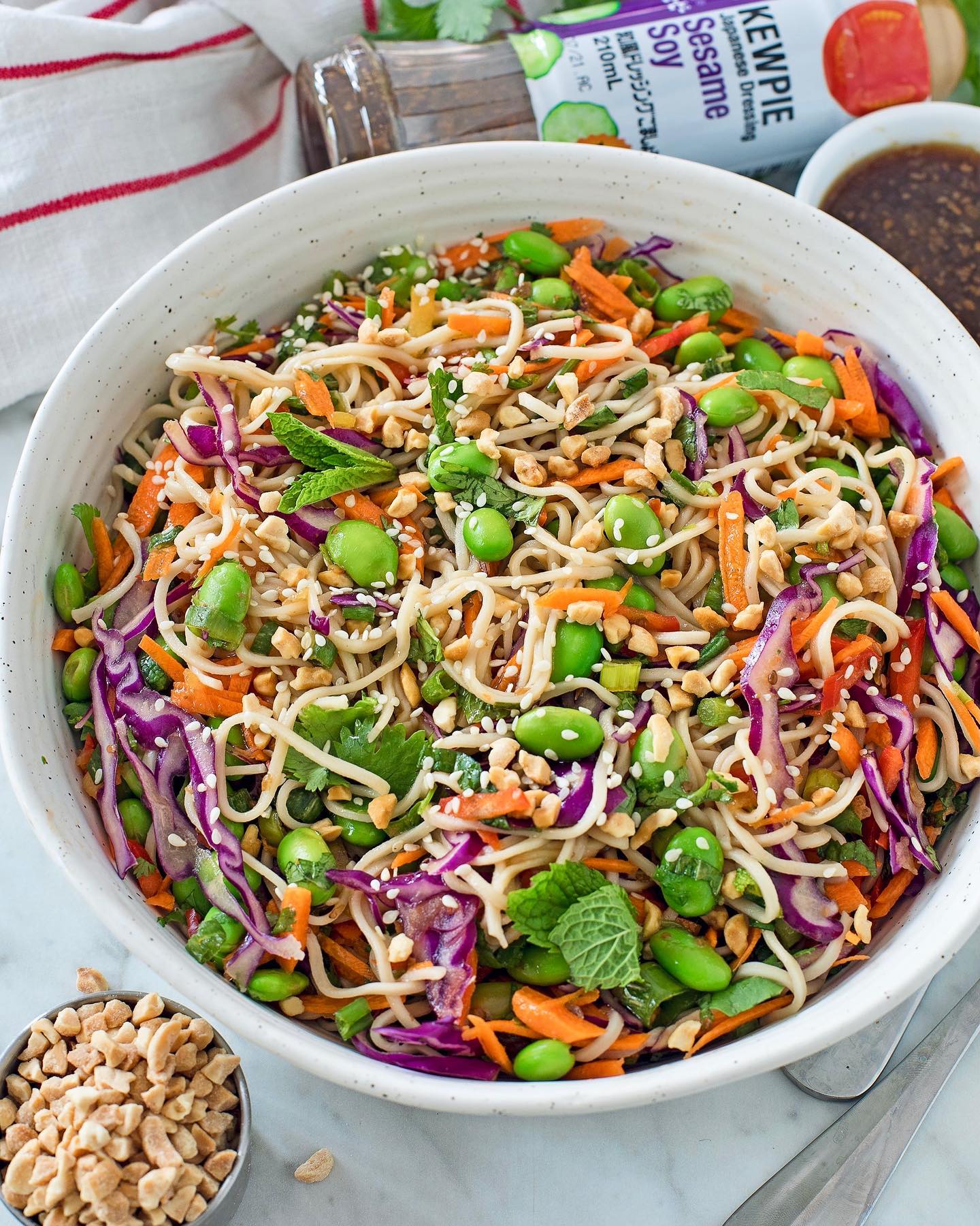 Easy Cold Sesame Noodles with Edamame and Vegetables
