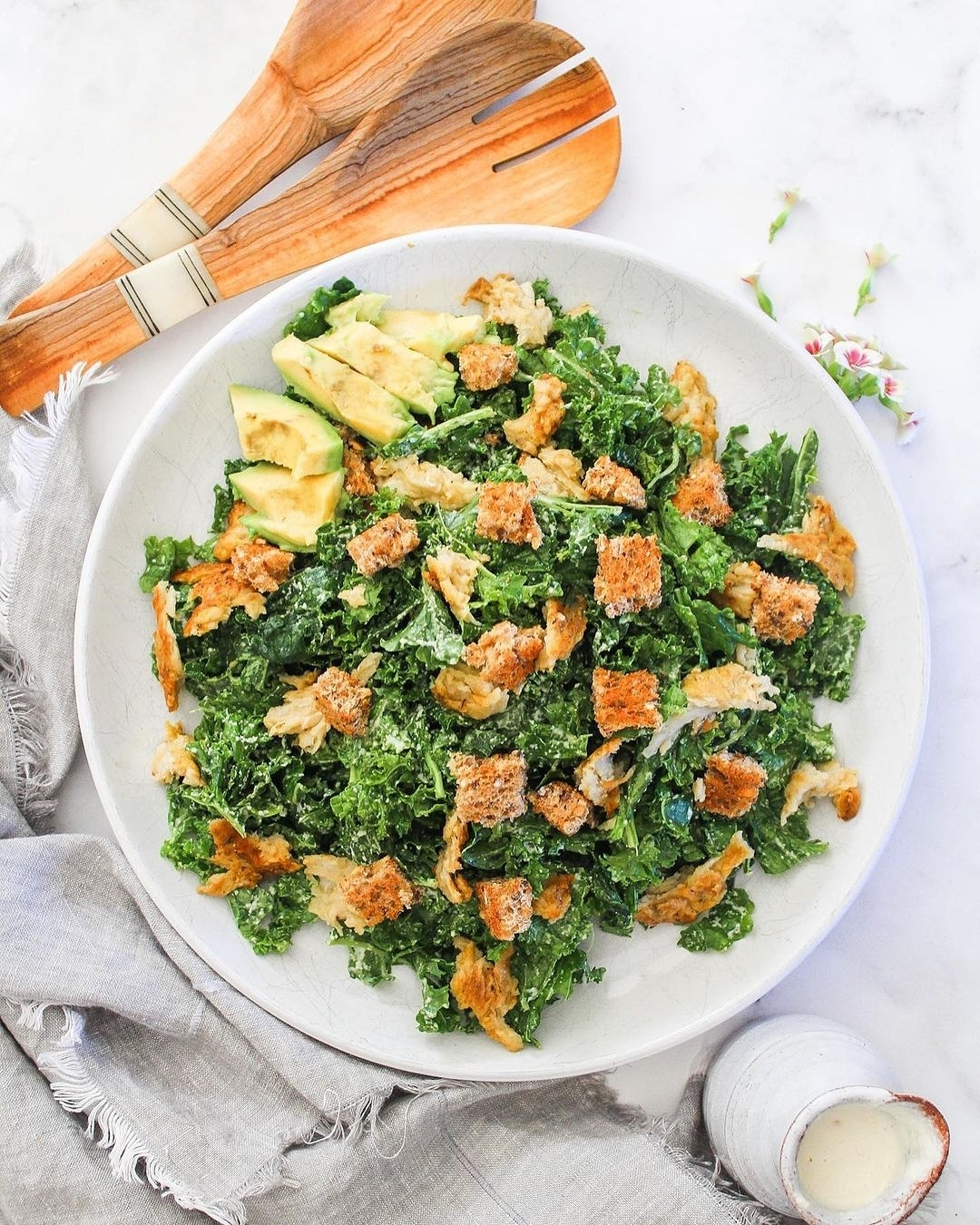 Vegan "Chicken" Kale Caesar Salad