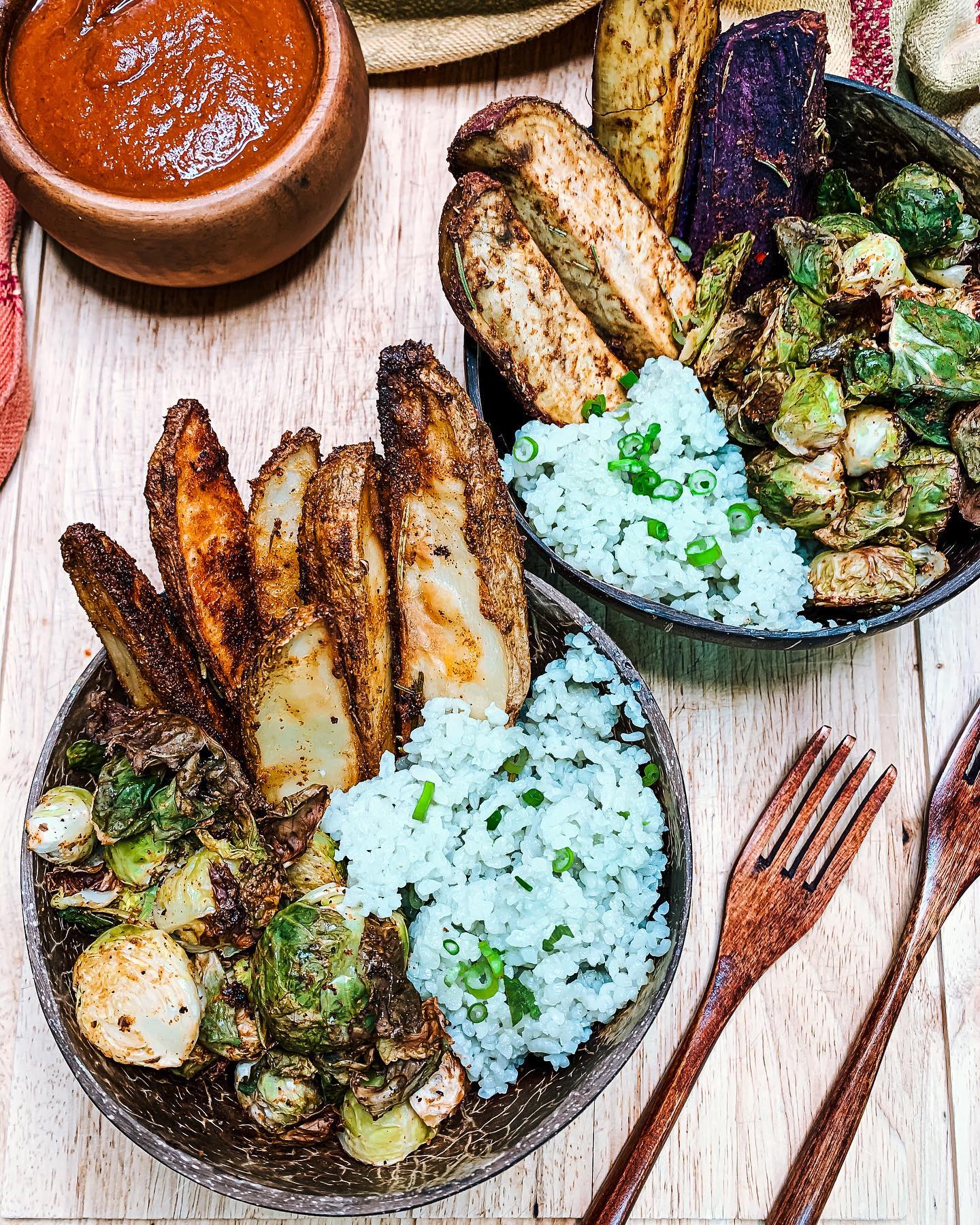 Vegan Hawaiian Bbq Bowl with Potato Medley and Aloha Hot Bbq Sauce