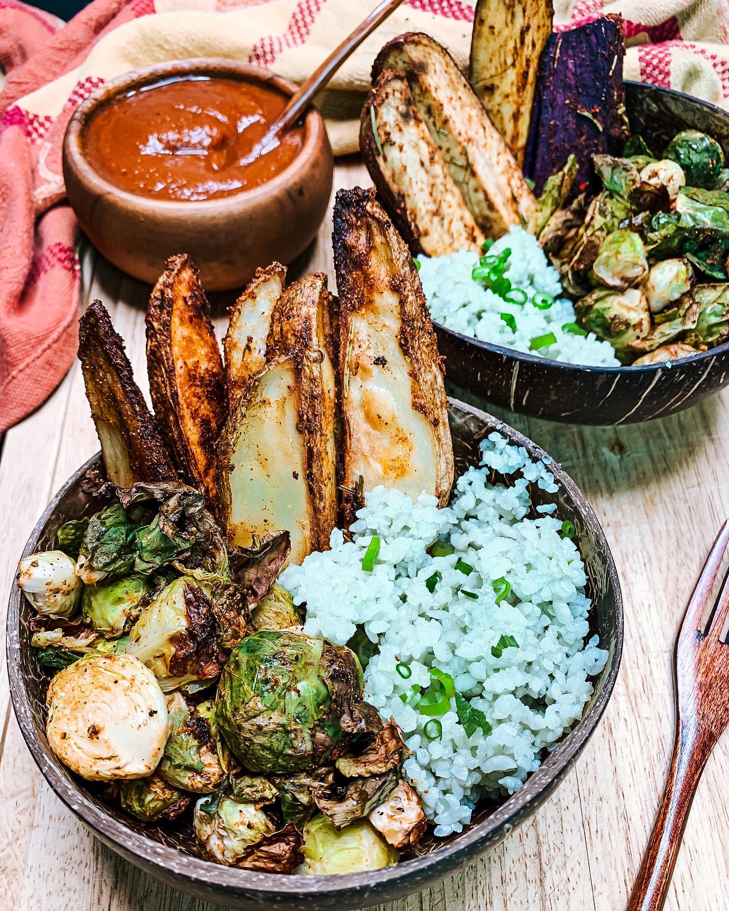 Vegan Hawaiian Bbq Bowl with Potato Medley and Aloha Hot Bbq Sauce