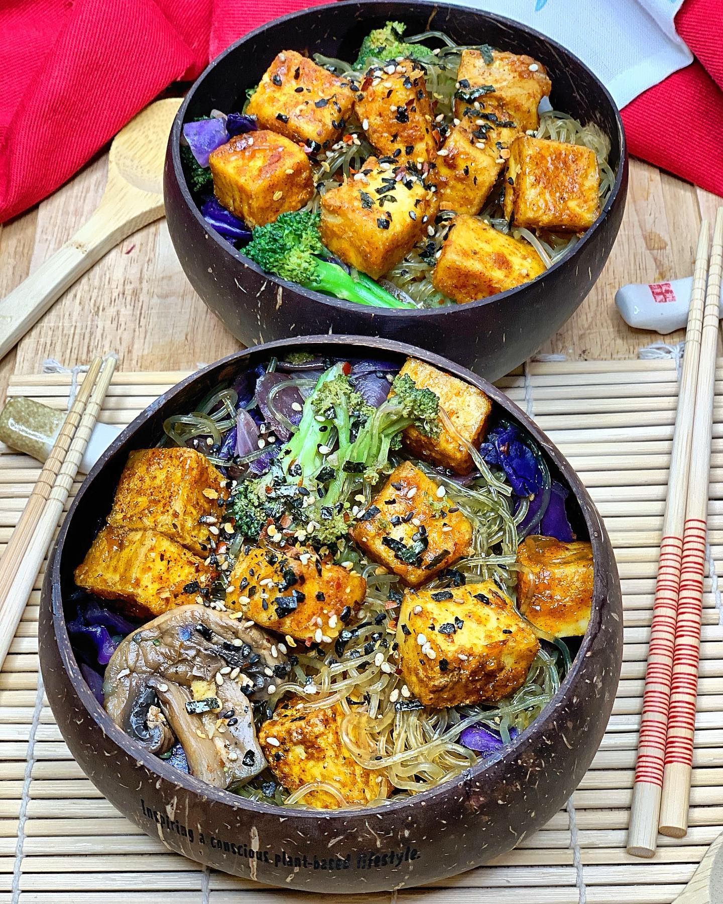 Teriyaki Kelp Noodles with Crispy Tofu