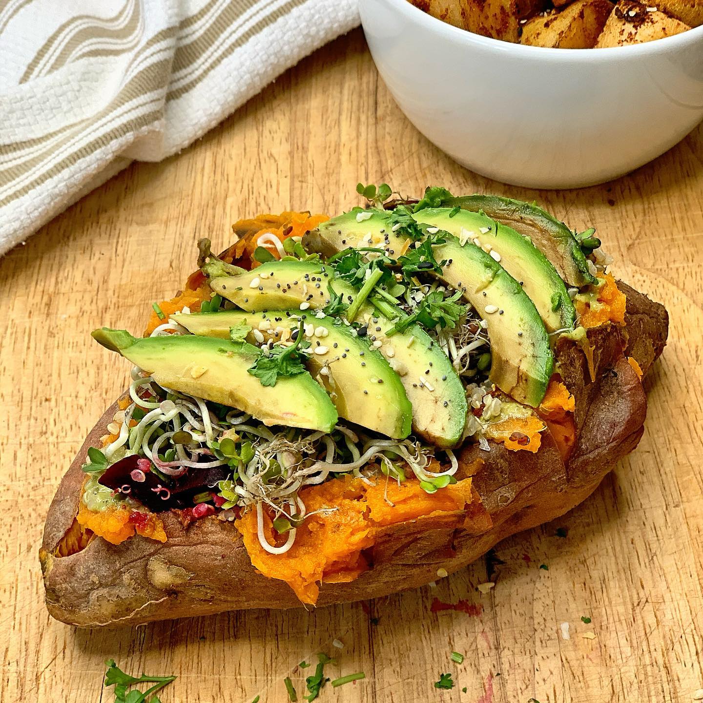 Baked and Stuffed Sweet Potatoes