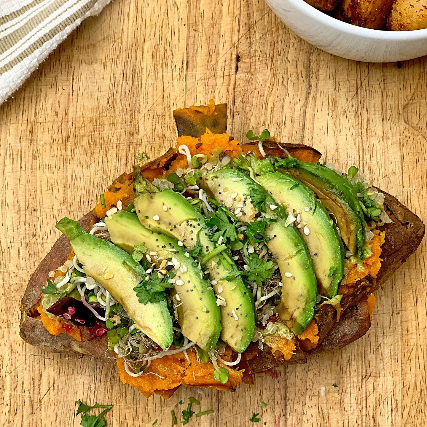 Baked and Stuffed Sweet Potatoes