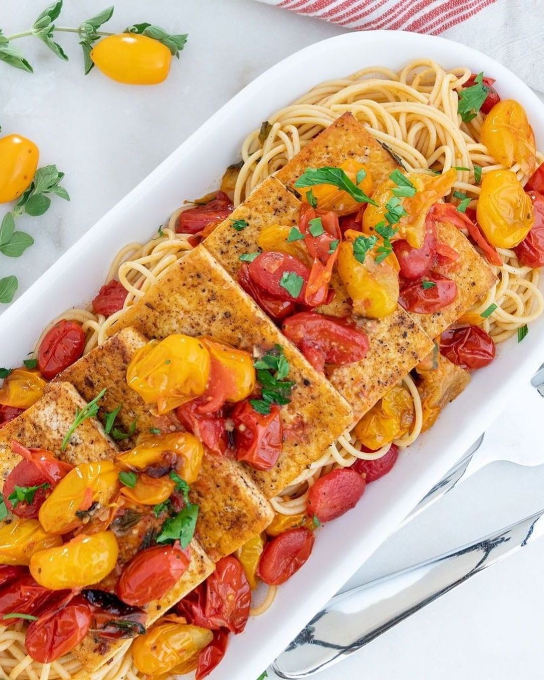 Simple Tofu and Tomato Pasta