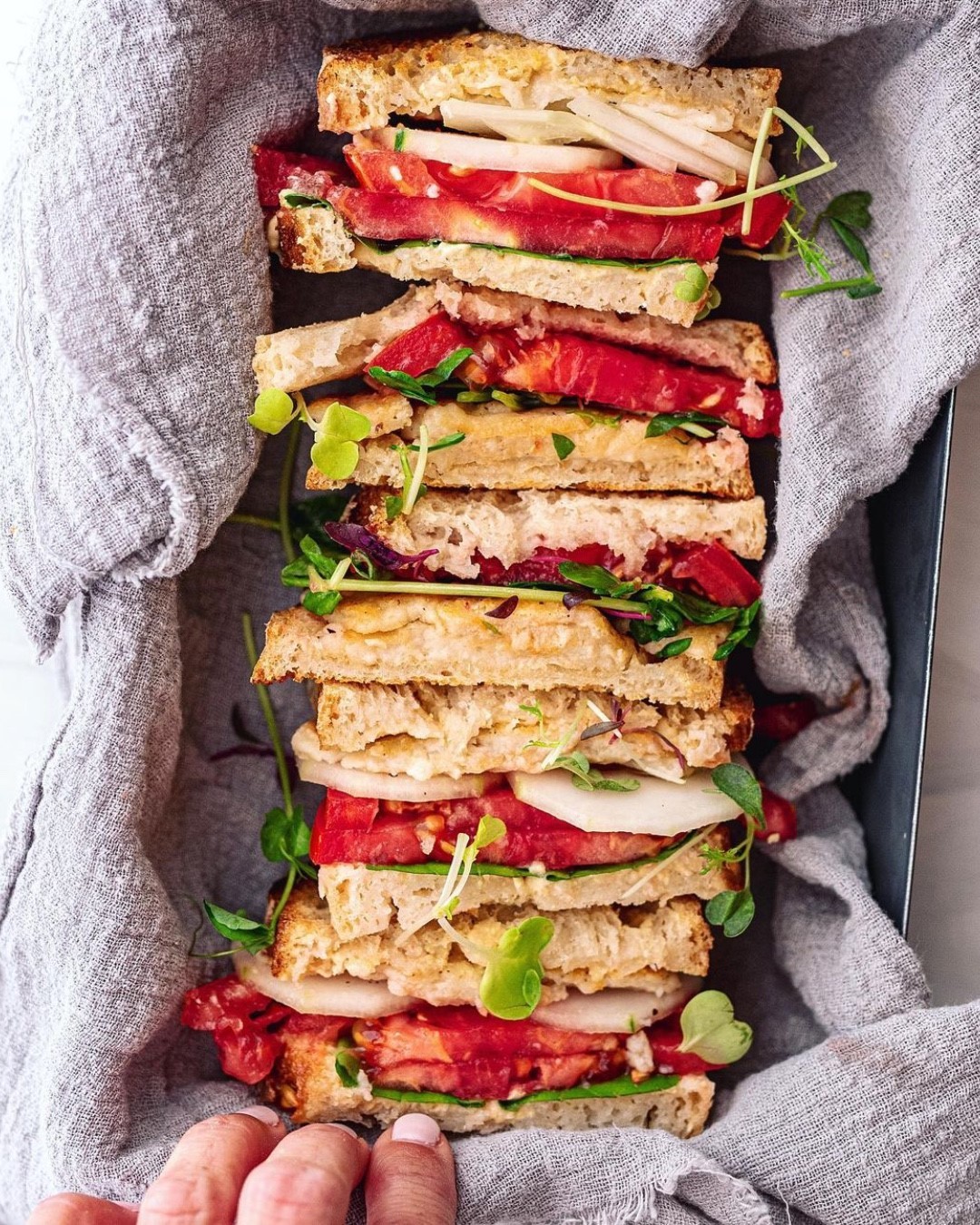 Tomato Cucumber Halloumi Hummus Sandwich
