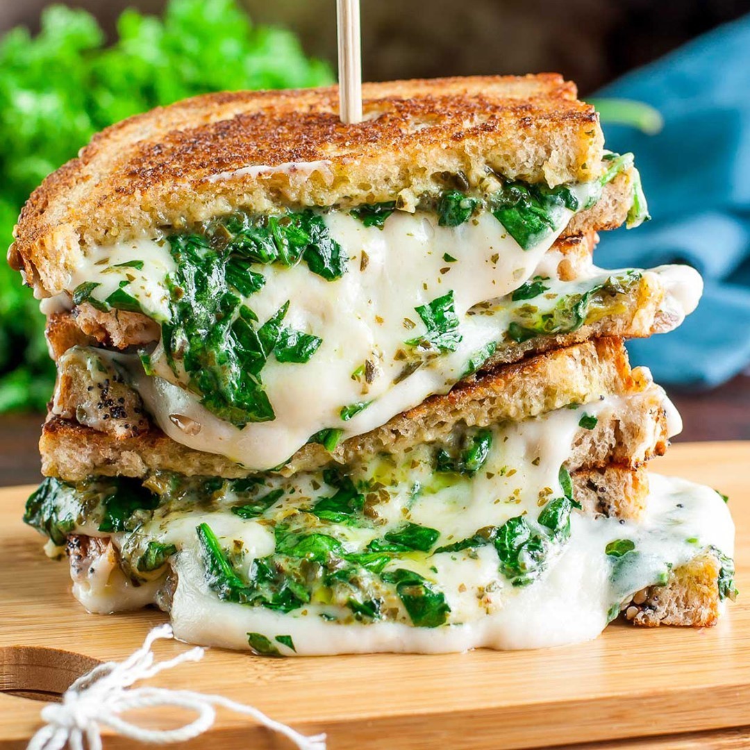 Vegan Pesto Spinach Grilled Cheese