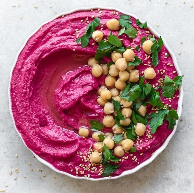 Pink Beet Hummus for Valentine's Day
