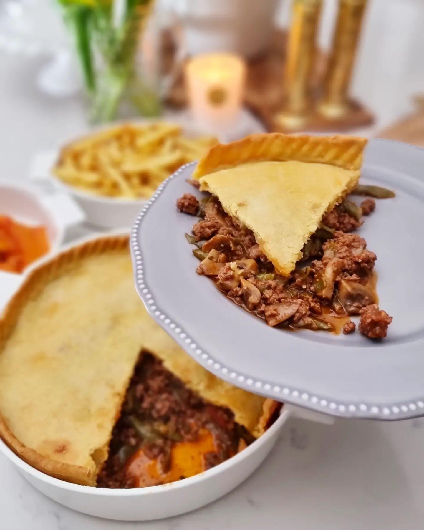 Mince and Mushroom Pie with Pastry