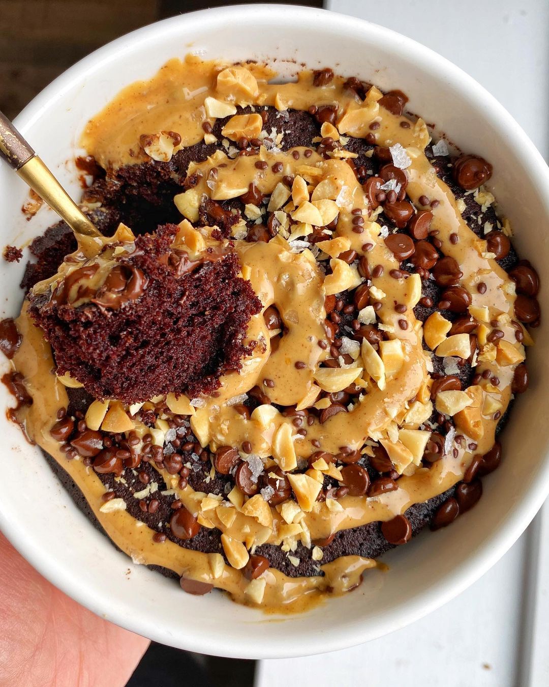 Quick Chocolate Peanut Butter Mug Cake