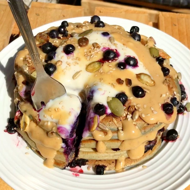 Oat Blueberry Pancakes with Banana